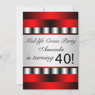 Red 40th Birthday Party Invitation