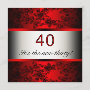 Red 40th Birthday Party Invitation