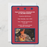 Red 4th of July Hamburger Barbecue Invitation