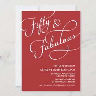 Red 50 and Fabulous Birthday Invitations