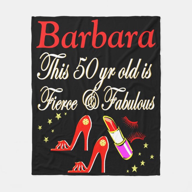 RED 50 AND FABULOUS PERSONALIZED FLEECE BLANKET (Front)