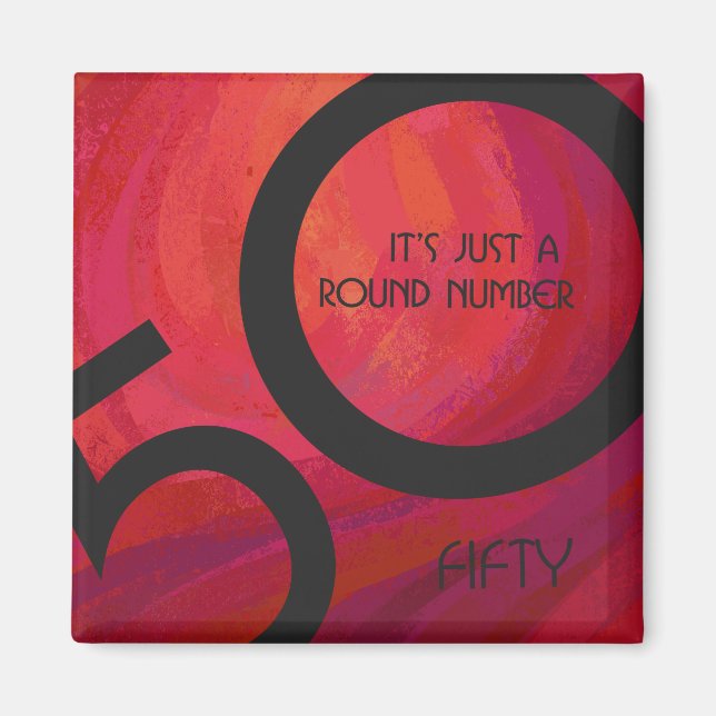 Red 50 Decade Birthday Magnet (Front)
