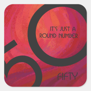 Red 50 Decade Birthday Square Sticker