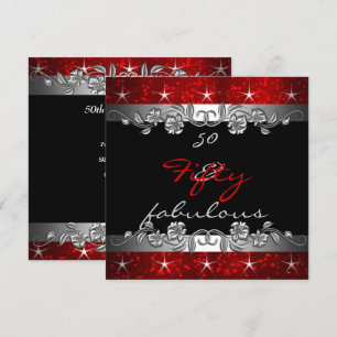 Red 50 & Fabulous 50th Birthday Party Invitation