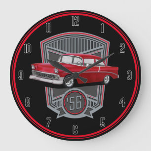 Red 56 Classic Car Large Clock