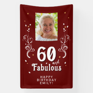 Red 60 and Fabulous Foliage 60th Birthday Photo Banner