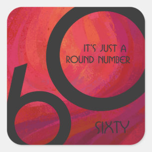 Red 60 Decade Birthday Square Sticker