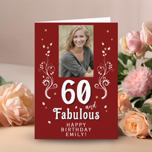 Red 60 & Fabulous Foliage 60th Birthday Photo  Card