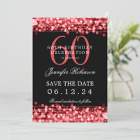 Red 60th Birthday Save the Date w/ Details
