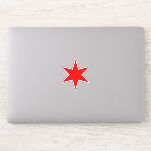Red 6-pointed Chicago Flag Star Vinyl Sticker