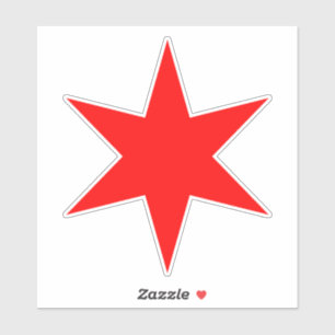 Red 6-pointed Chicago Flag Star Vinyl Sticker