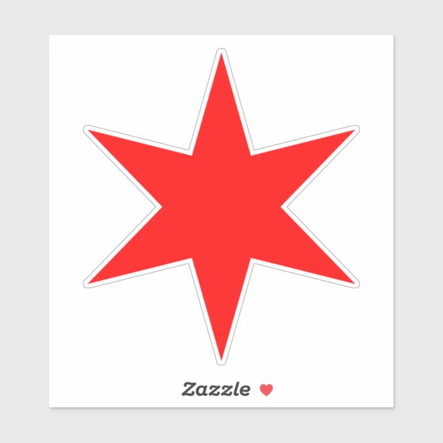 Red 6-pointed Chicago Flag Star Vinyl Sticker (Sheet)