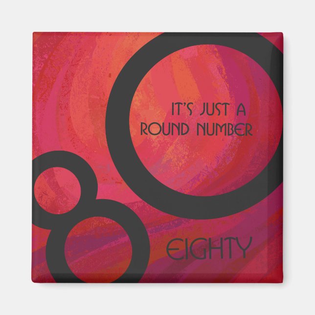 Red 80 Decade Birthday Magnet (Front)