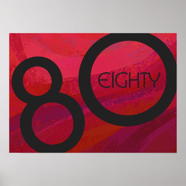Red 80 Decade Birthday Poster (Front)