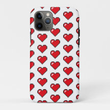 Red 8-Bit Pixel Heart Pattern