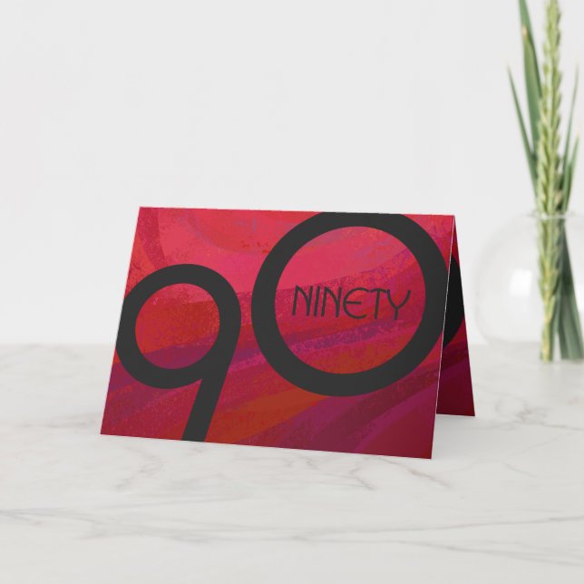 Red 90 Decade Birthday Card (Front)