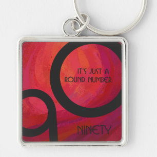 Red 90 Decade Birthday Key Ring