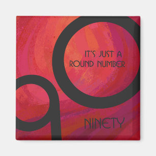 Red 90 Decade Birthday Magnet