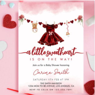 Red A little Sweetheart Valentine's Baby Shower Invitation