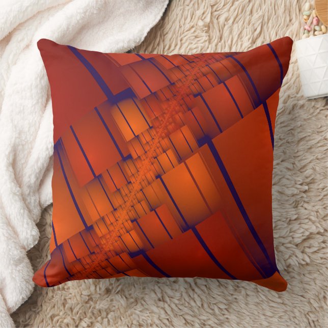 Red absract geometric fractal decoration cushion (Blanket)