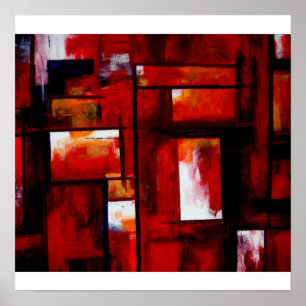 Red Abstract Art Print Poster
