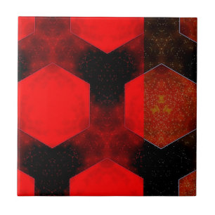 Red Abstract Artwork Ceramic Tile