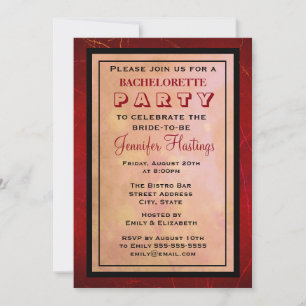 Red Abstract Bachelorette Party Invitation
