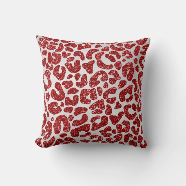 Red Abstract Cheetah Cushion (Front)