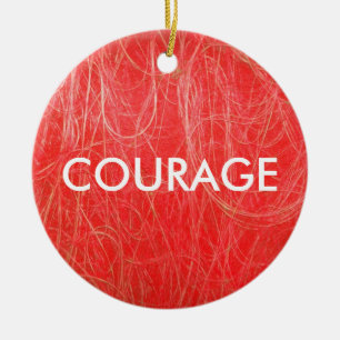 Red Abstract COURAGE Ornament