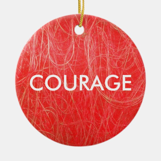 Red Abstract COURAGE Ornament (Front)