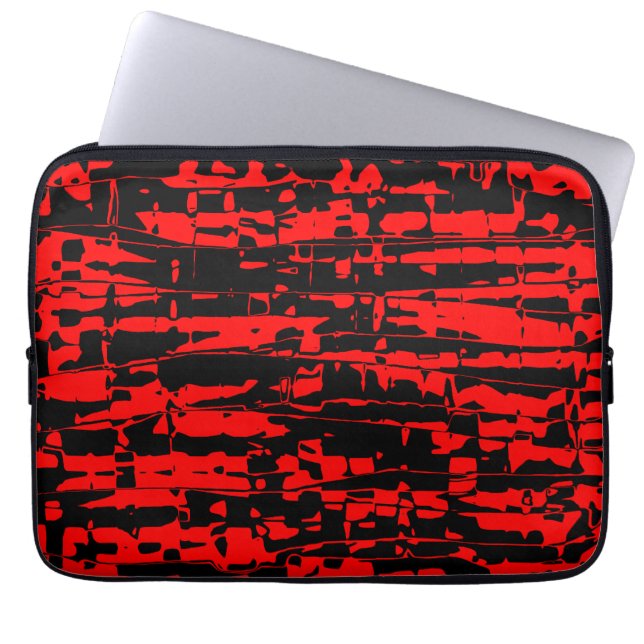 Red Abstract Crackle Laptop Sleeve (Front)
