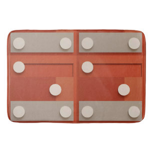 Red Abstract Design With Geometric Shapes Bath Mat