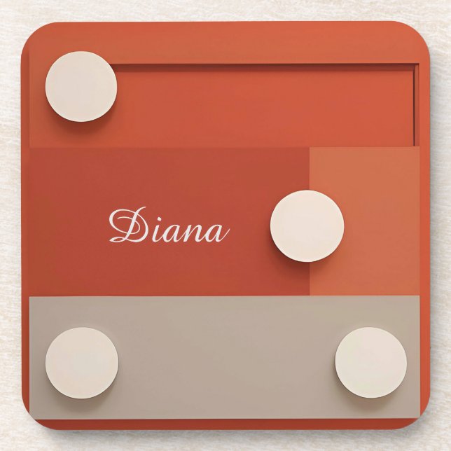 Red Abstract Design With Geometric Shapes Coaster (Front)