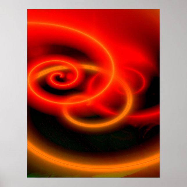 Red Abstract Digital Art Print - Art Posters (Front)
