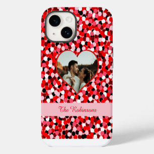 Red Abstract Dot Heart Frame Photo iPhone 14 Case