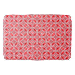 Red Abstract Flower Forms Pattern Bath Mat