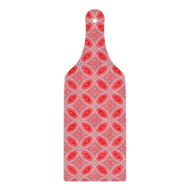 Red Abstract Flower Forms Pattern Cutting Board (Front)