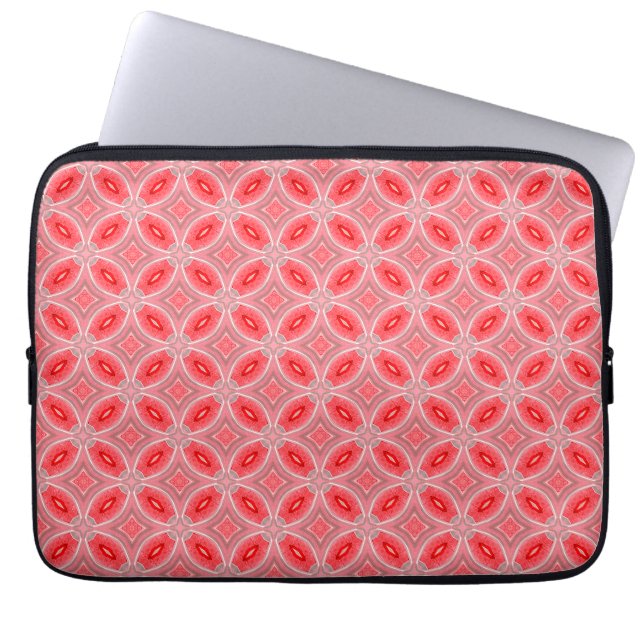 Red Abstract Flower Forms Pattern Laptop Sleeve (Front)