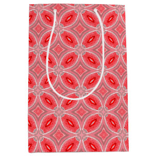 Red Abstract Flower Forms Pattern Medium Gift Bag