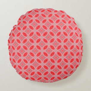Red Abstract Flower Forms Pattern Round Cushion