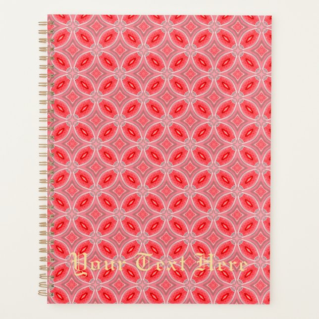 Red Abstract Flower Forms Planner (Front)