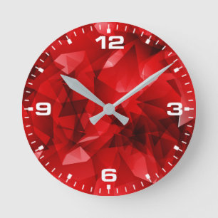 Red Abstract Geometric Background-51083 Round Clock