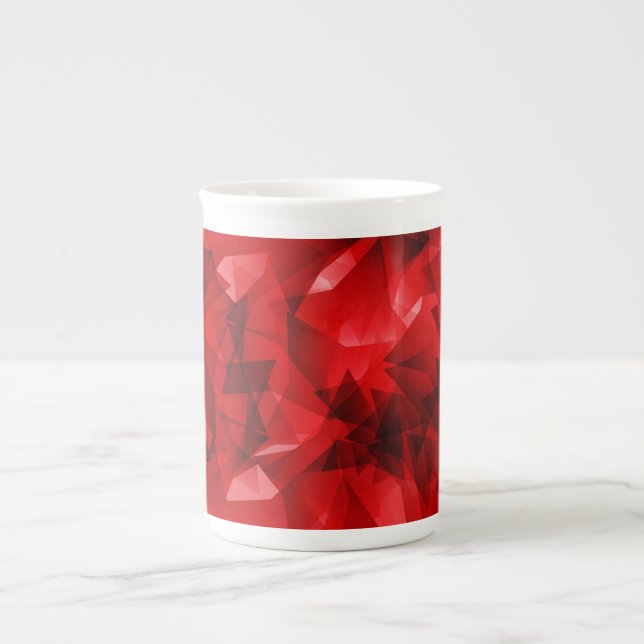 Red Abstract Geometric Crystal Background Bone China Mug (Front)