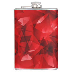 Red Abstract Geometric Crystal Background Hip Flask