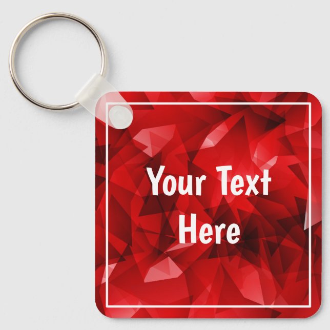 Red Abstract Geometric Crystal Background Key Ring (Front)