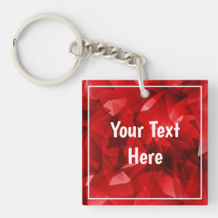 Red Abstract Geometric Crystal Background Key Ring