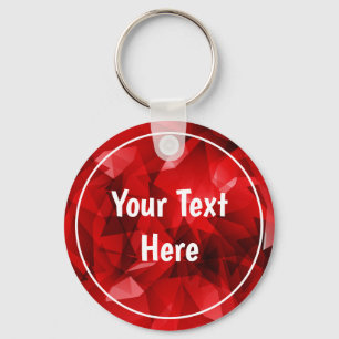 Red Abstract Geometric Crystal Background Key Ring