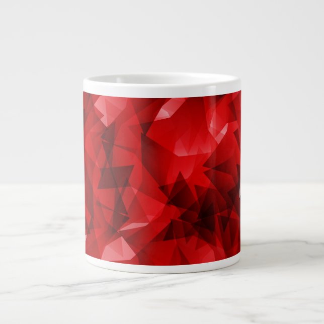 Red Abstract Geometric Crystal Background Large Coffee Mug (Front)