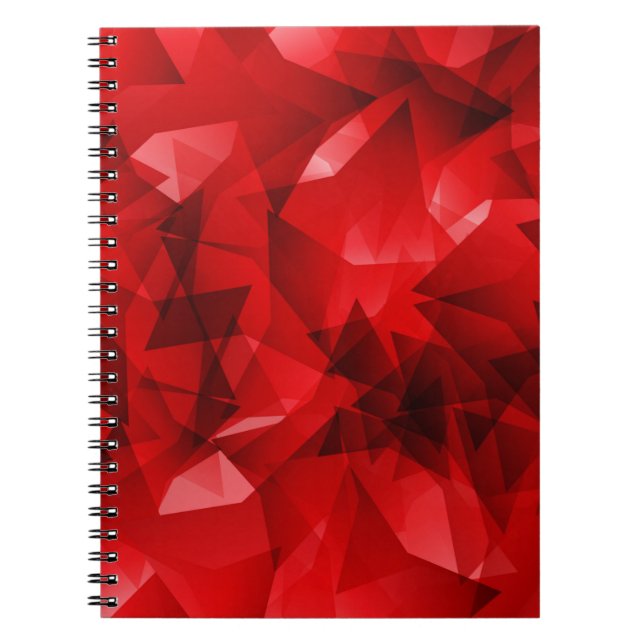 Red Abstract Geometric Crystal Background Notebook (Front)