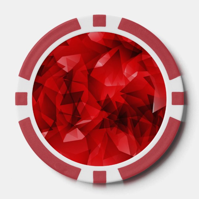 Red Abstract Geometric Crystal Background Poker Chips (Front)